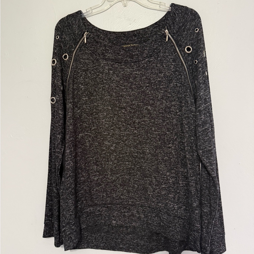 Always Indigo Heathered Charcoal Shirt with Eyelet and Zipper Details